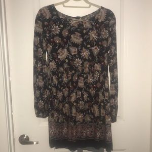 Zara paisley long sleeve babydoll dress